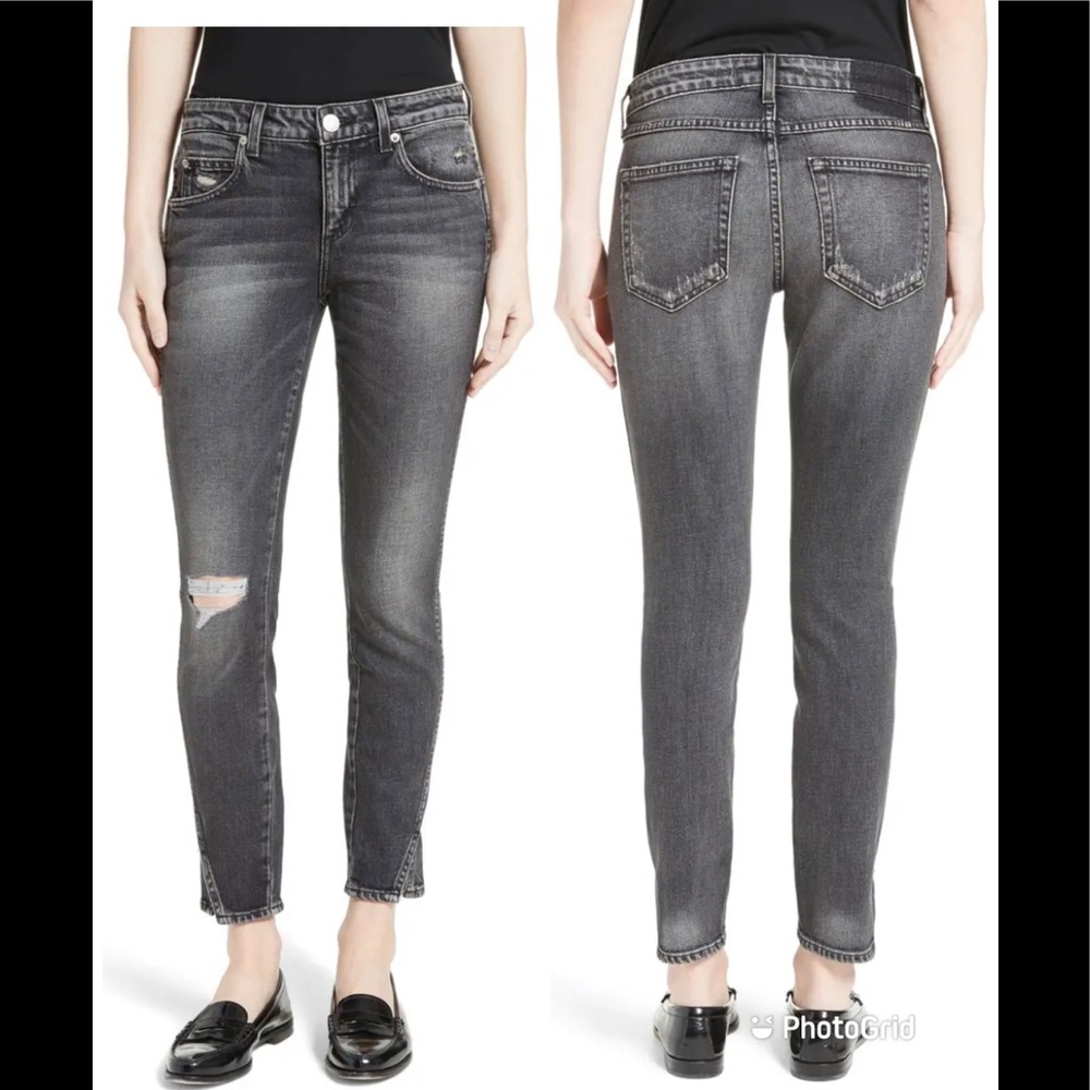 • AMO • Twist Crop Vixen Destroy Denim Jeans • 26 • Retail $280